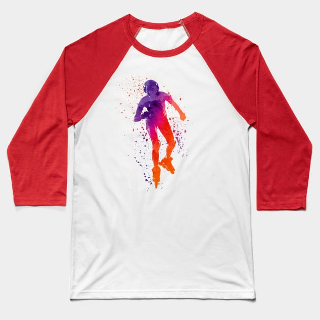 Inline skater man in watercolor Baseball T-Shirt by PaulrommerArt